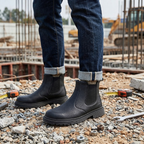 Men’s Slip on Leather Safety Work Boots - Heavy Duty Steel Toe Cap Site Footwear