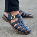Men's Closed Toe Fisherman Sandals - Leather Buckle Strap Summer Shoes