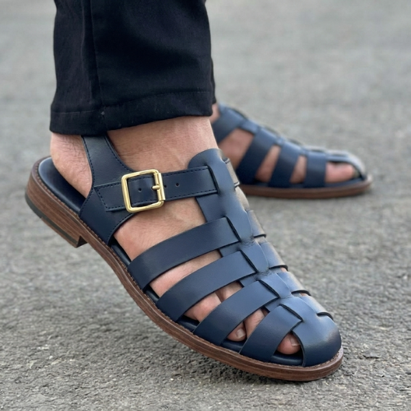 Men's Closed Toe Fisherman Sandals - Leather Buckle Strap Summer Shoes