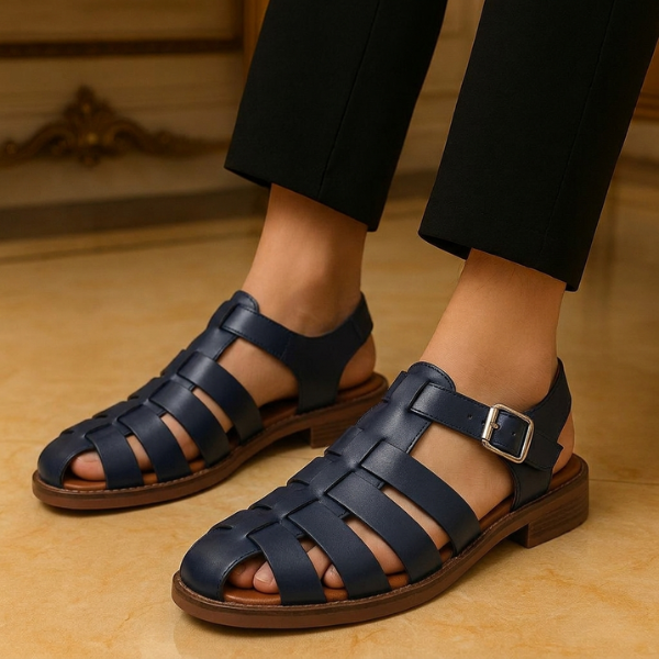 Men's Closed Toe Fisherman Sandals - Leather Buckle Strap Summer Shoes