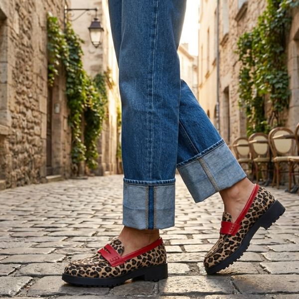 Women's Orthopedic Round Toe Loafers – Leopard Print Walking Shoes
