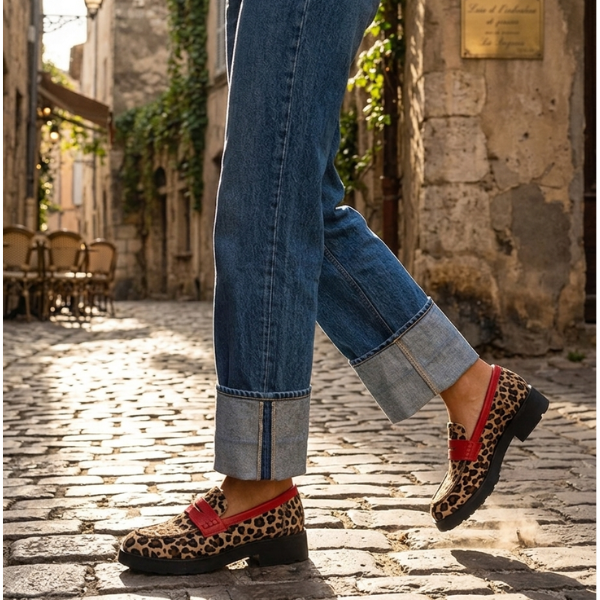 Women's Orthopedic Round Toe Loafers – Leopard Print Walking Shoes