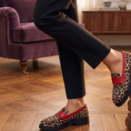 Women's Orthopedic Round Toe Loafers – Leopard Print Walking Shoes