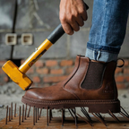 Men’s Slip on Leather Safety Work Boots - Heavy Duty Steel Toe Cap Site Footwear