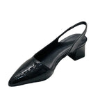 Women's Slingback Block Heel Pumps – Croc Styling with Pointed Toe Design