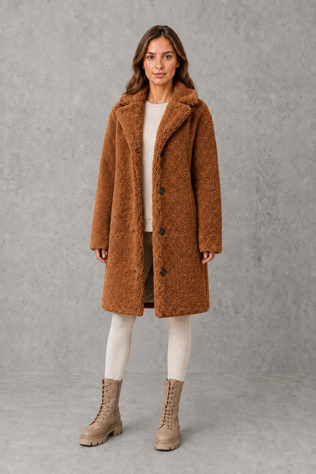 Women's Single-Breasted Teddy Coat, Soft Collared Winter Coat in Sizes S to 5XL
