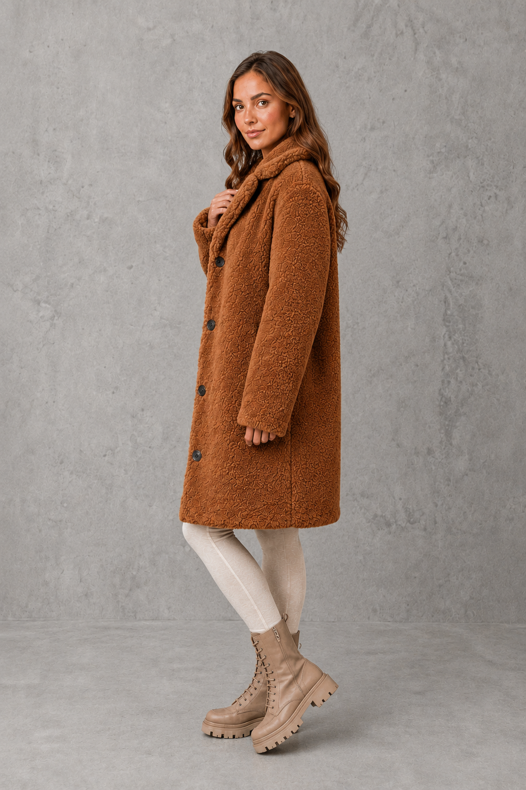 Women's Single-Breasted Teddy Coat, Soft Collared Winter Coat in Sizes S to 5XL