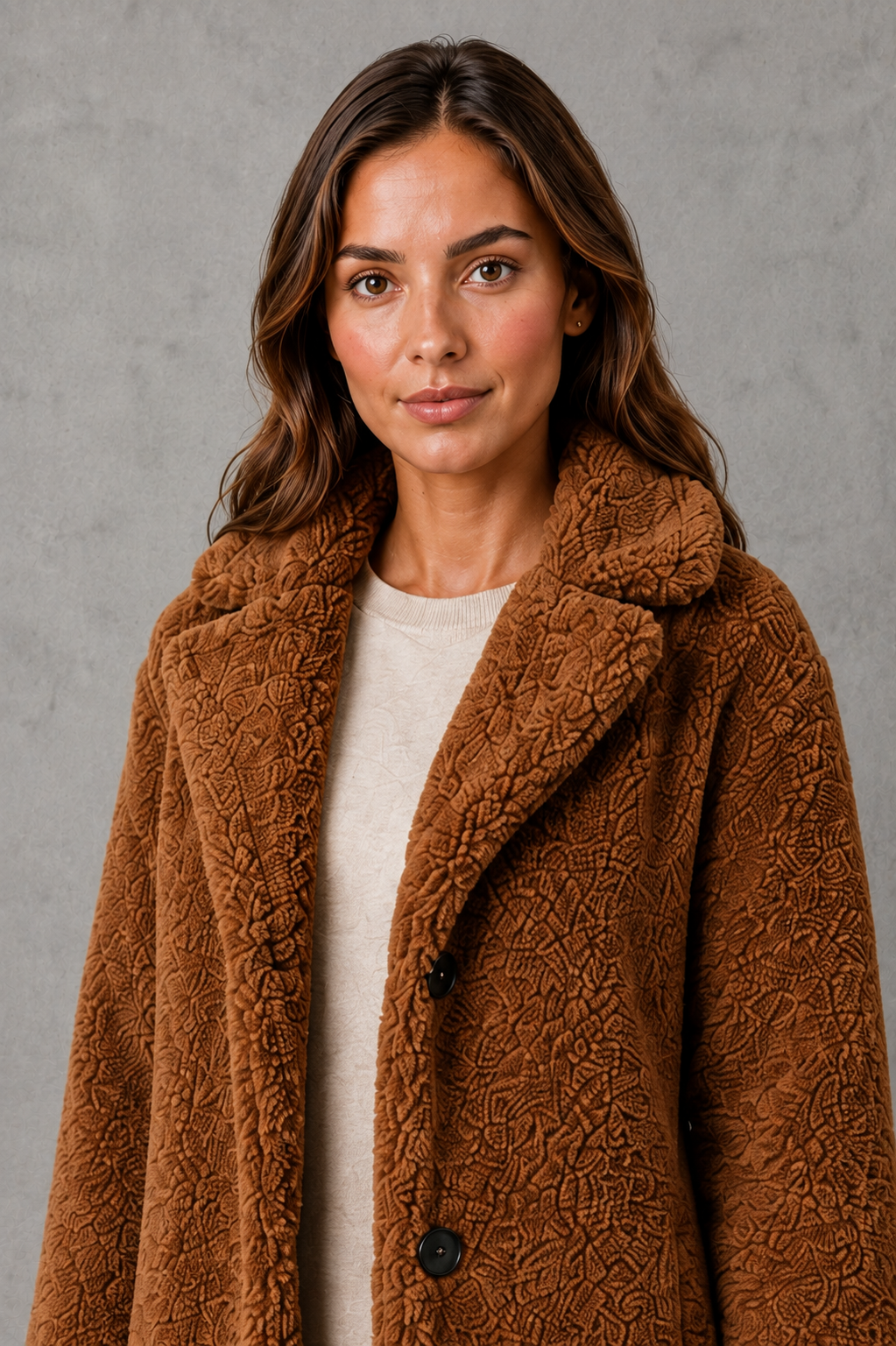 Women's Single-Breasted Teddy Coat, Soft Collared Winter Coat in Sizes S to 5XL