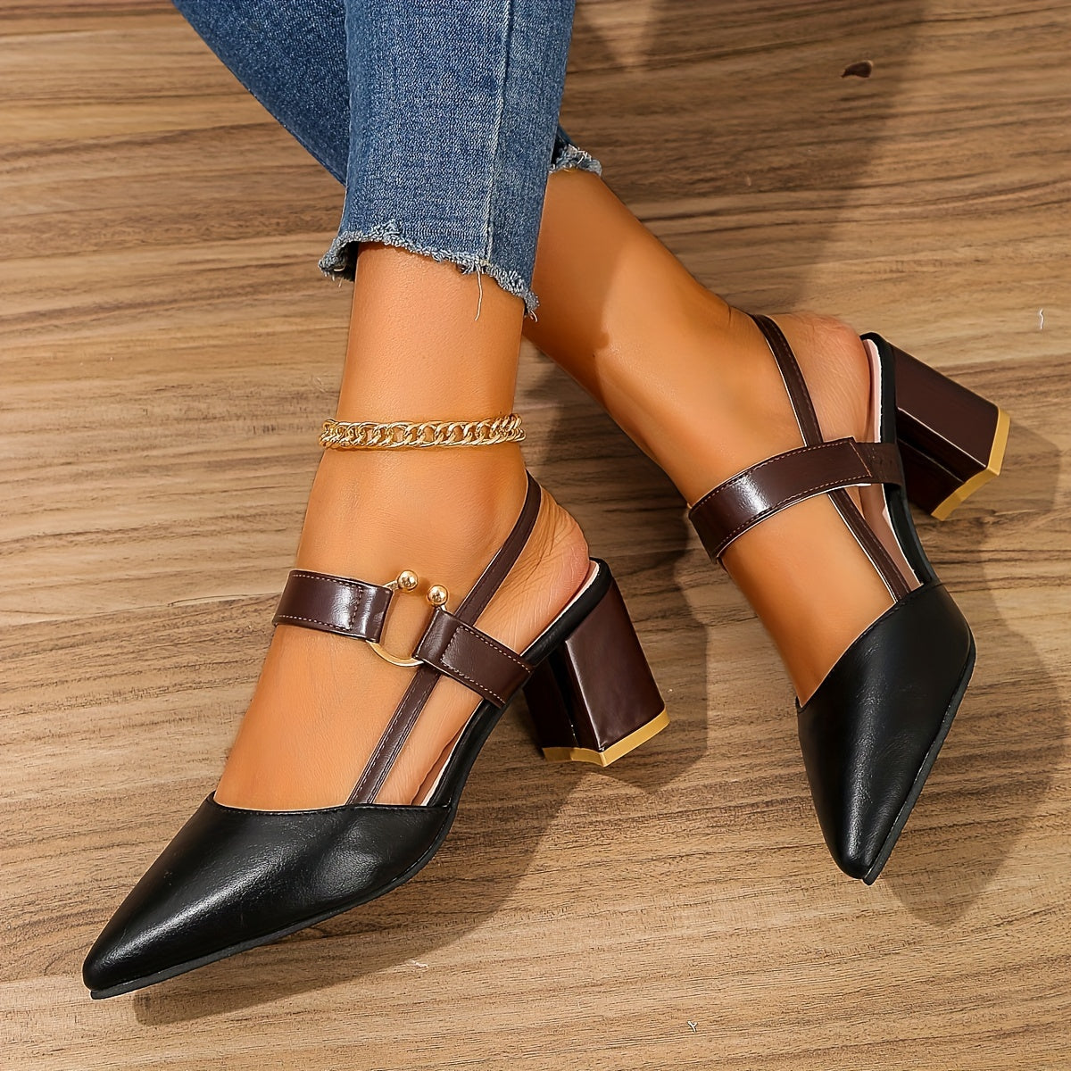 Women's Orthopedic Stylish Heels - Elegant Block Heels with Ankle Strap