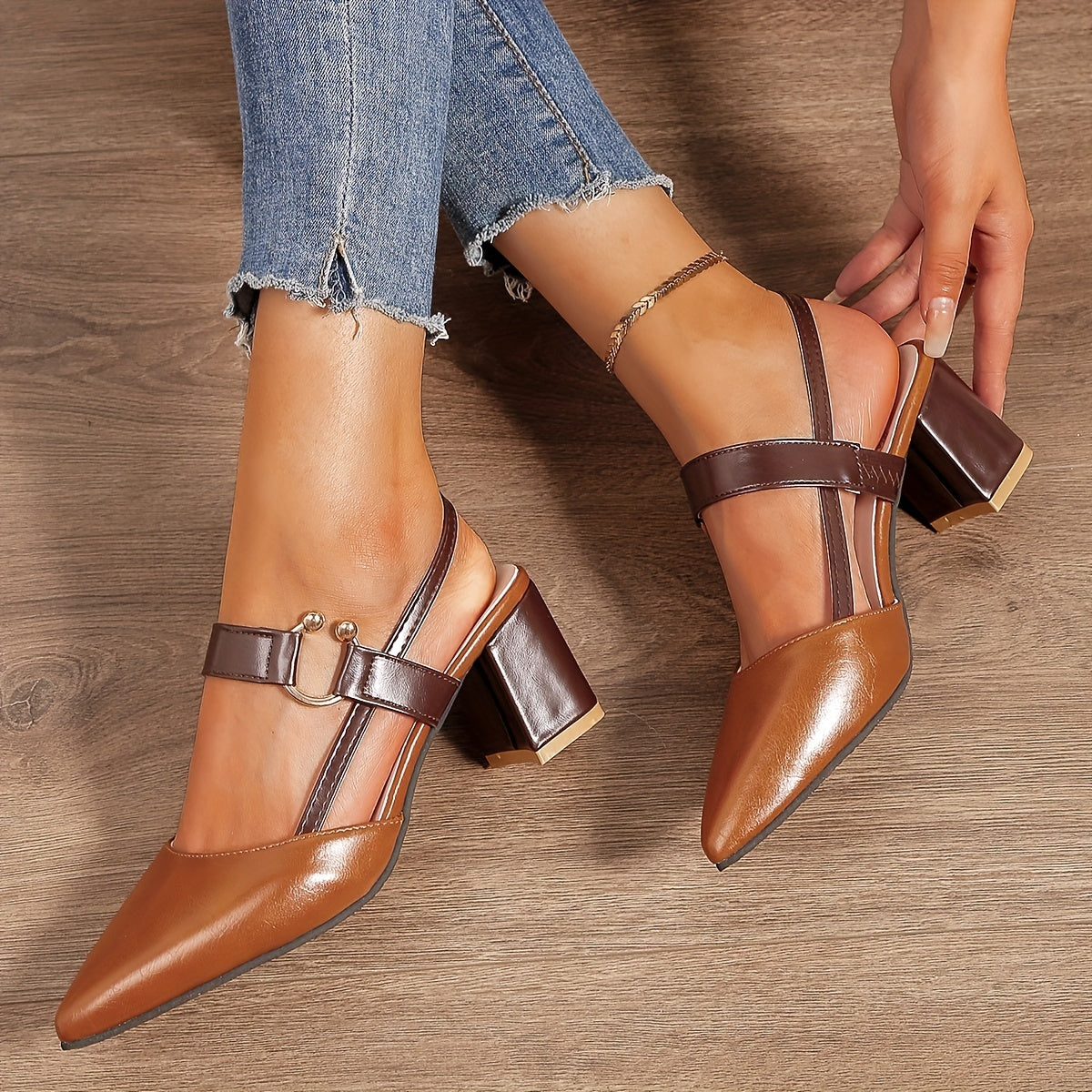 Women's Orthopedic Stylish Heels - Elegant Block Heels with Ankle Strap