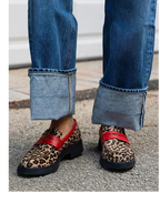 Women's Orthopedic Round Toe Loafers – Leopard Print Walking Shoes