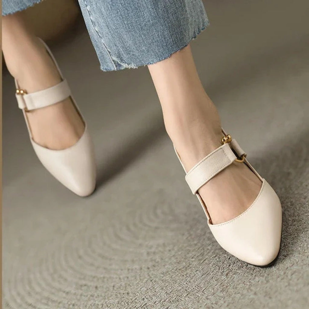 Women's Orthopedic Heeled Slingback Shoes - Pointed Toe Slip On High Heels