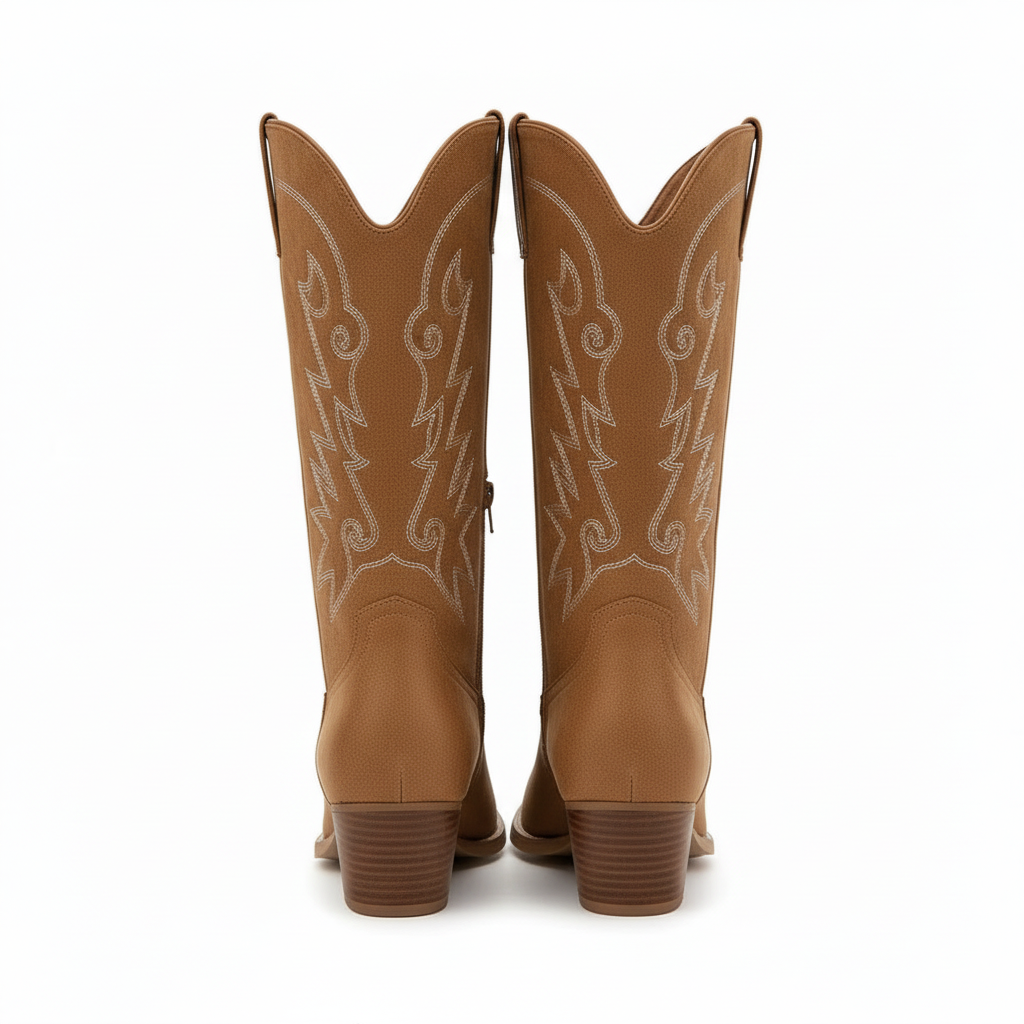 Women’s Cowboy Boots - Suede pattern with Block Heel Cara Ldn