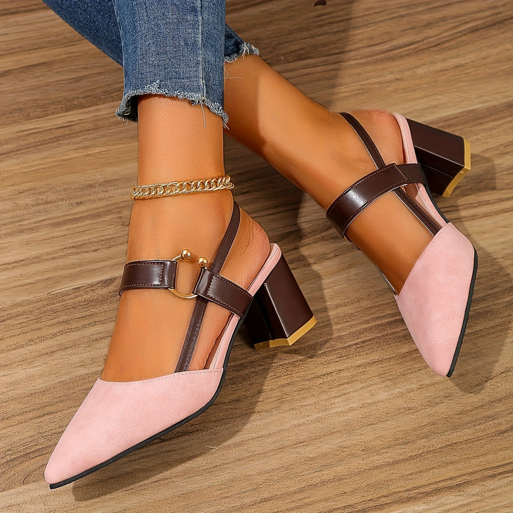 Women's Orthopedic Stylish Heels - Elegant Block Heels with Ankle Strap