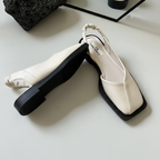 Women’s Square Toe Slingback Flats – Minimalist Elastic Strap Ballet Shoes