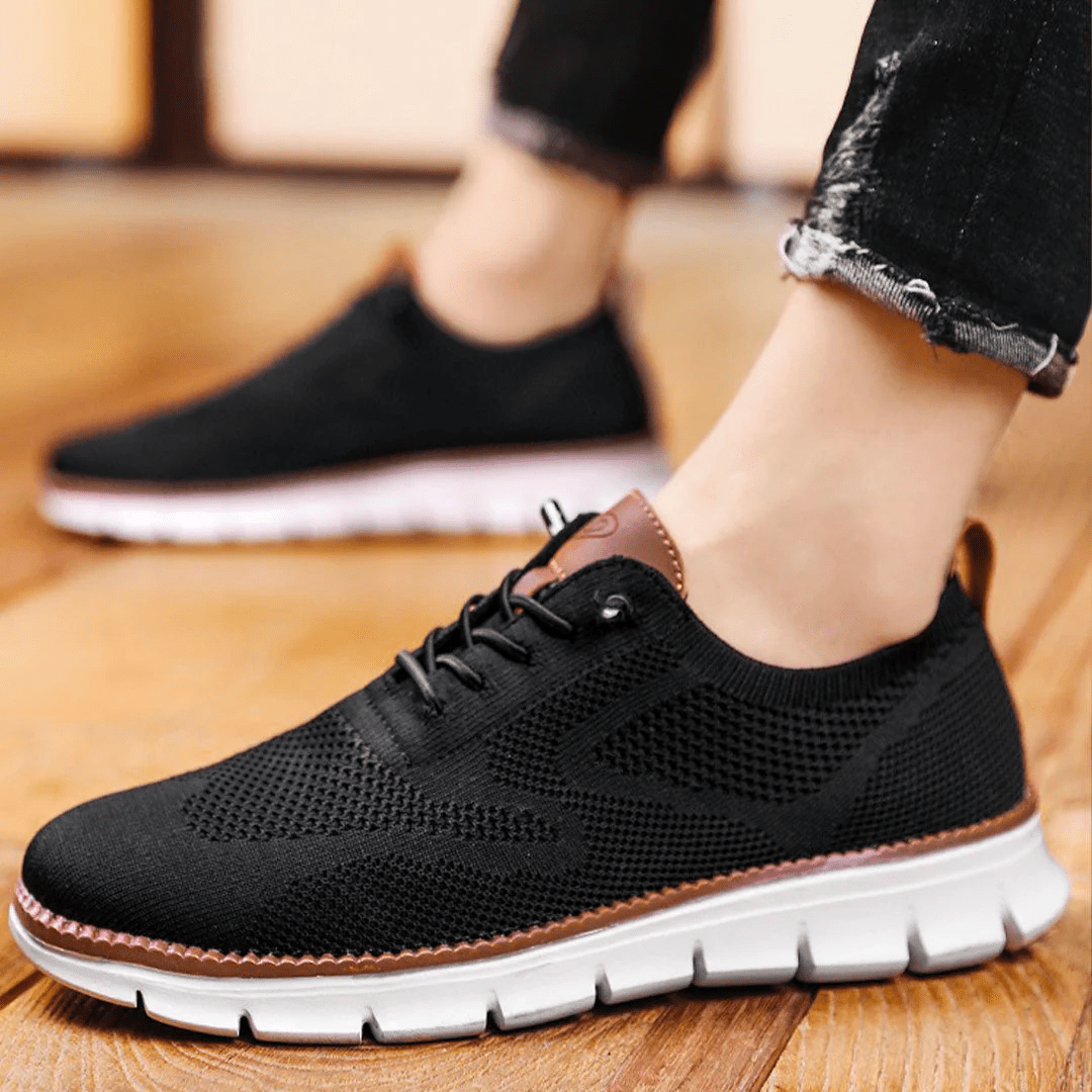 Men's Breathable Knit Casual Sneakers – Lightweight Lace-Up Comfort Trainers