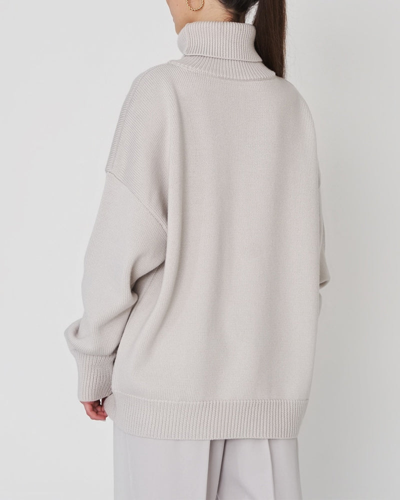Women's Oversized Roll Neck Jumper, Knit Turtleneck Sweater – Drop Shoulder