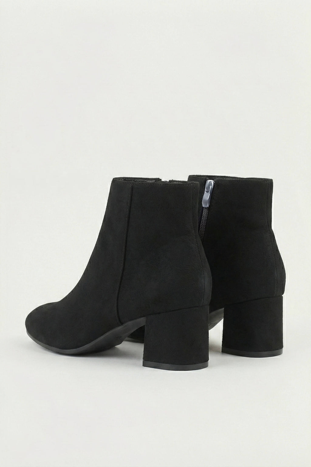 Women’s Suede Ankle Boots - Classic Block Heel with Side Zipper