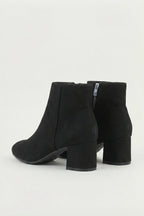 Women’s Suede Ankle Boots - Classic Block Heel with Side Zipper