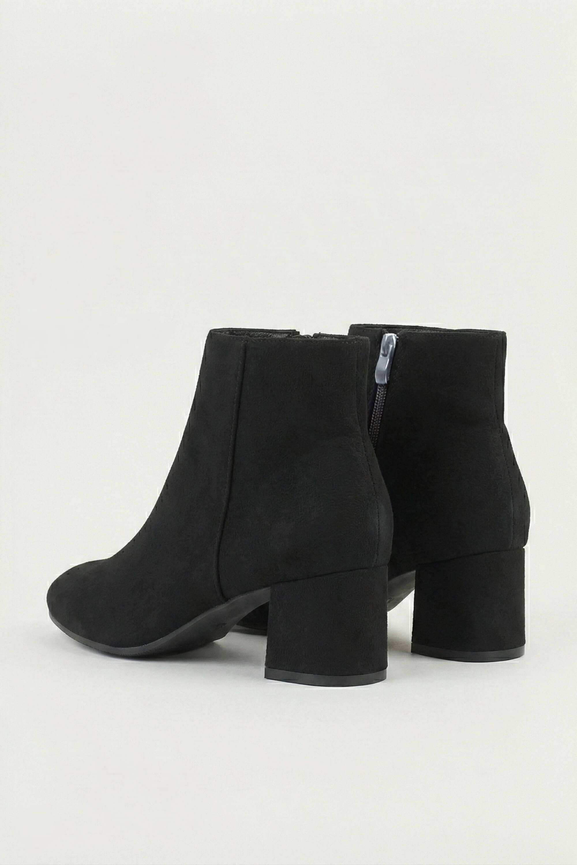 Women’s Suede Ankle Boots - Classic Block Heel with Side Zipper