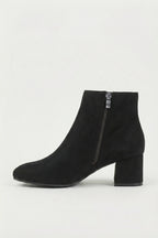 Women’s Suede Ankle Boots - Classic Block Heel with Side Zipper