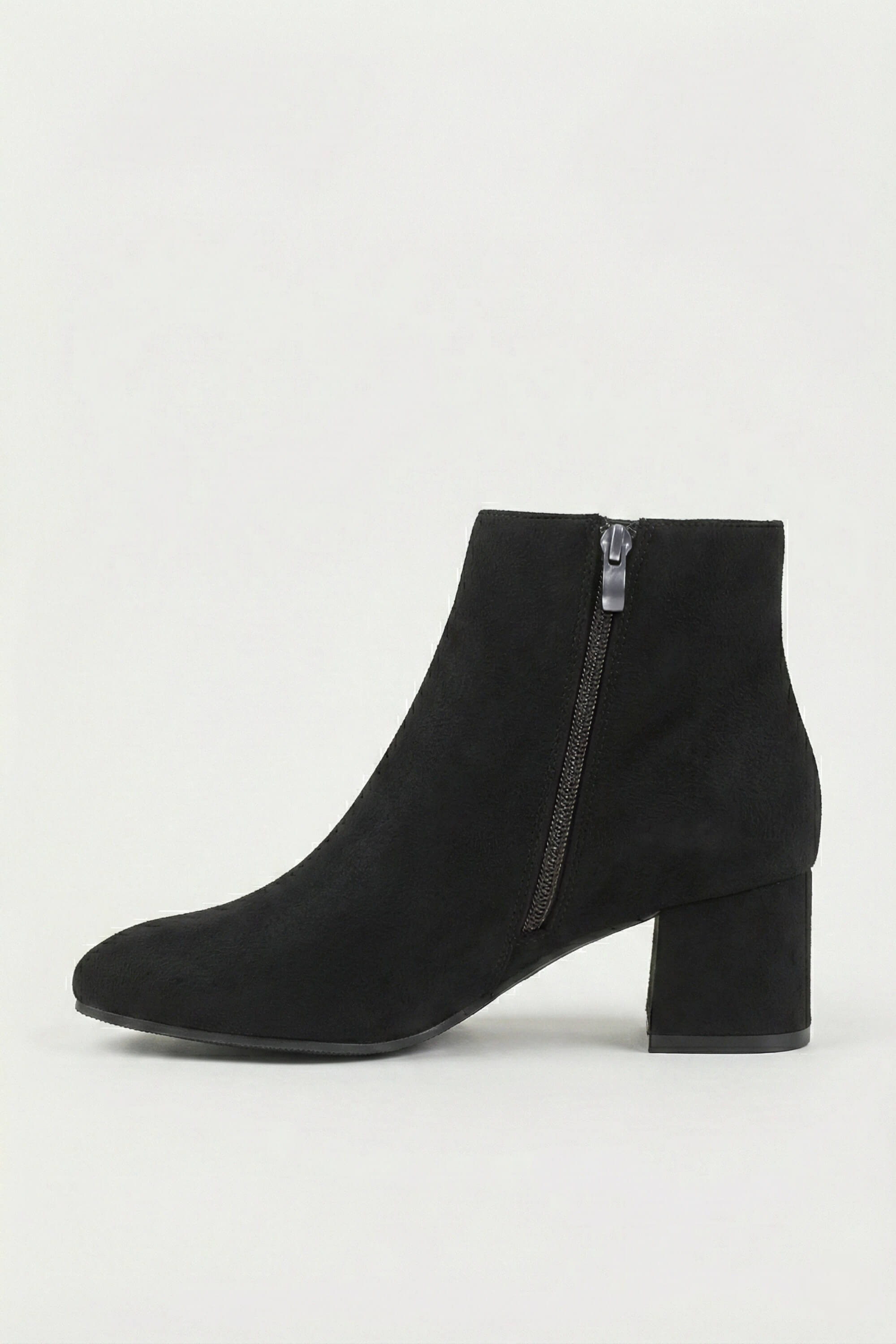 Women’s Suede Ankle Boots - Classic Block Heel with Side Zipper