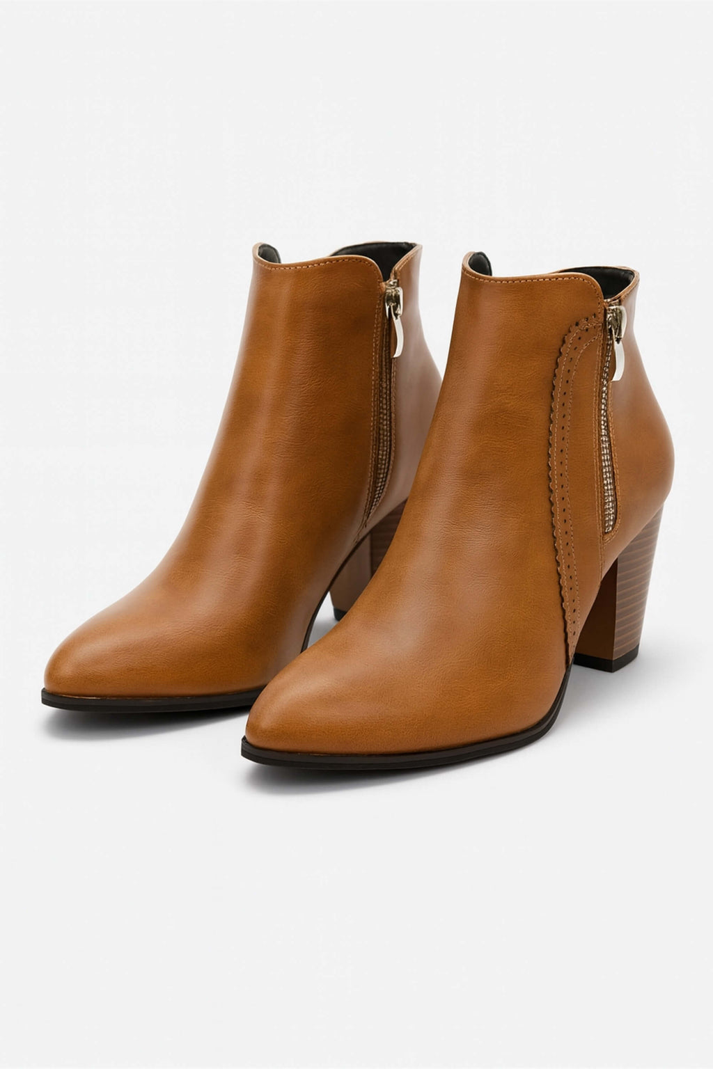 Women’s Ankle Boots - Chunky Mid-Heel with Side Zip