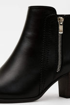 Women’s Ankle Boots - Chunky Mid-Heel with Side Zip