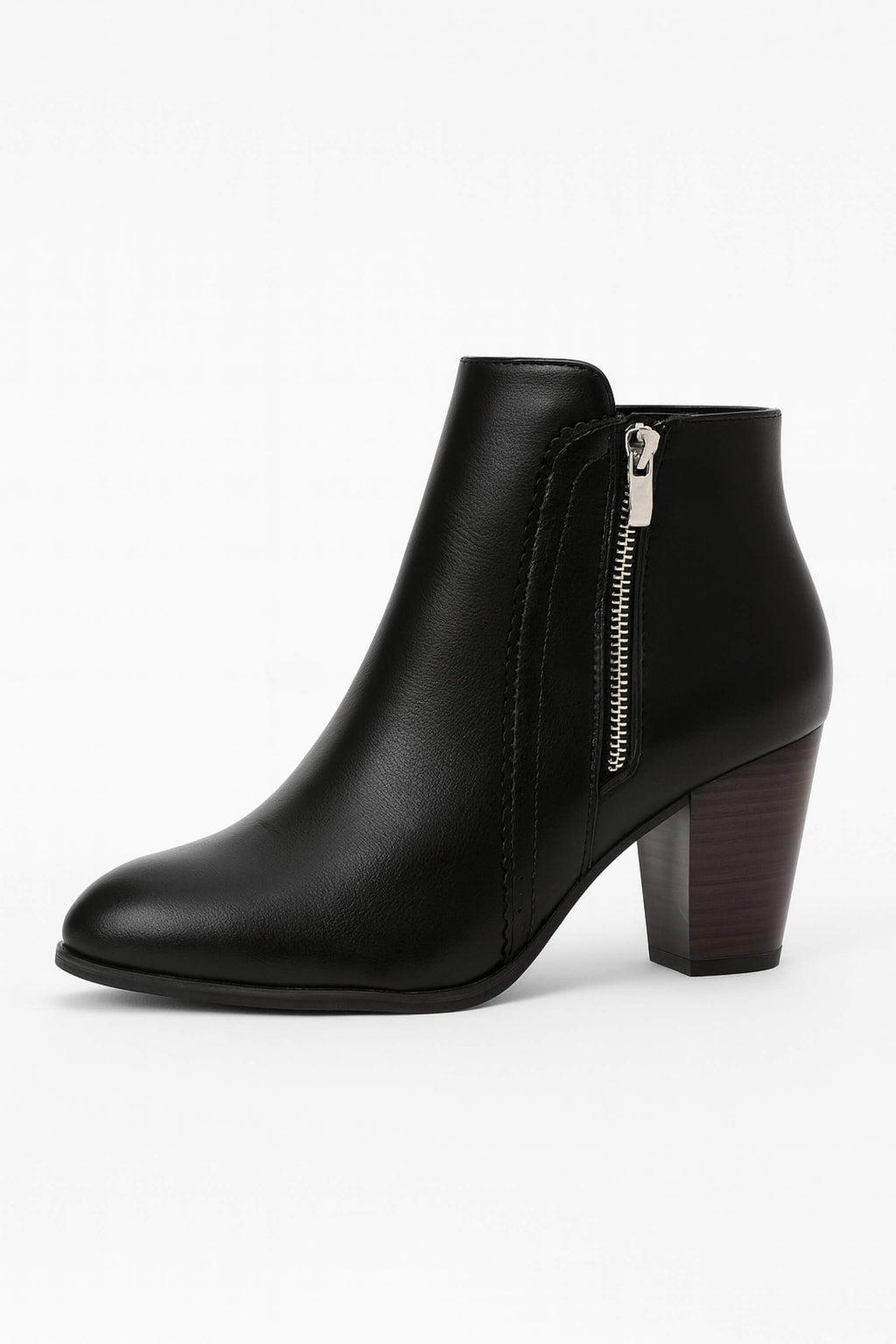 Women’s Ankle Boots - Chunky Mid-Heel with Side Zip