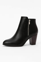 Women’s Ankle Boots - Chunky Mid-Heel with Side Zip