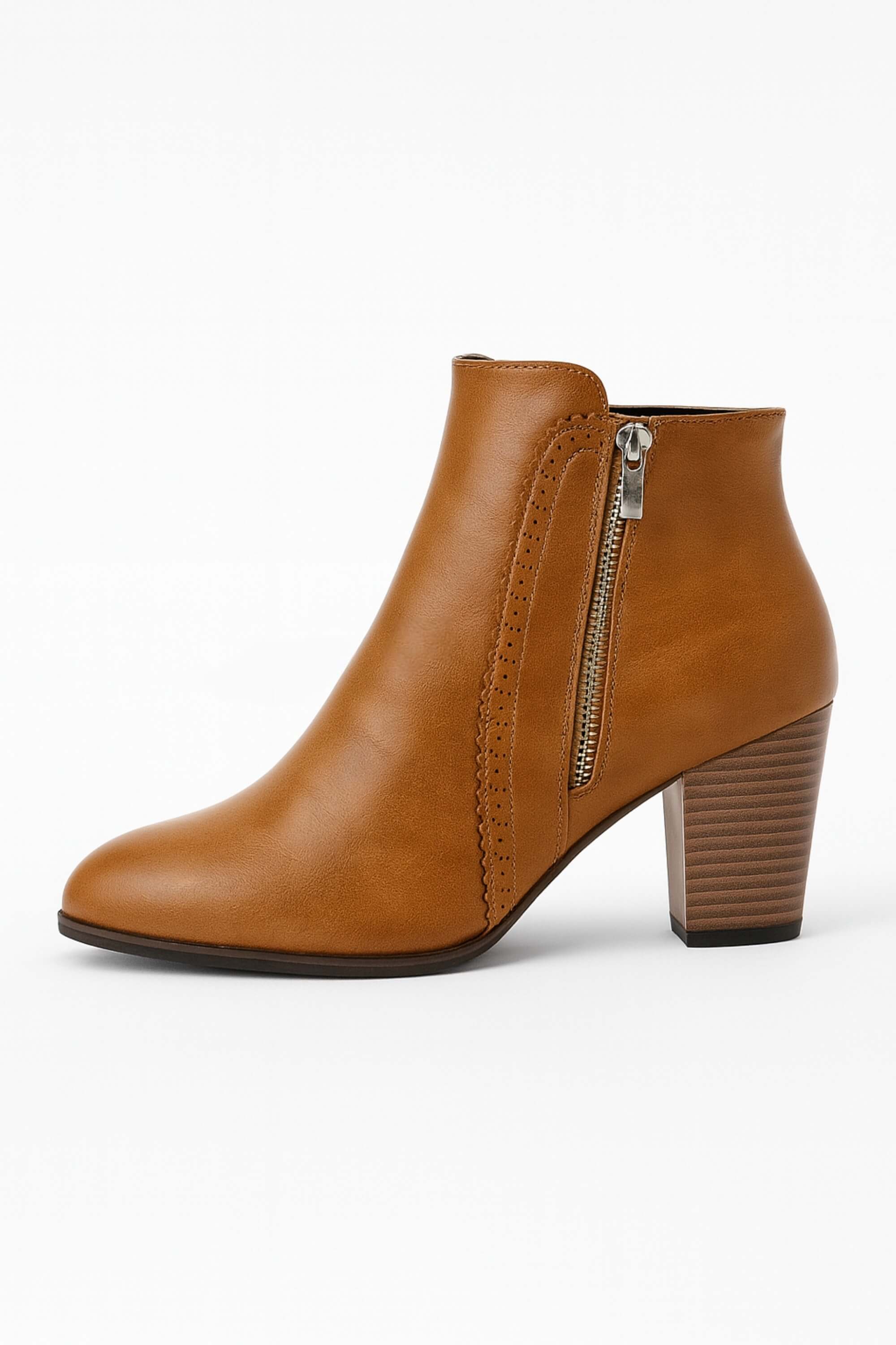 Women’s Ankle Boots - Chunky Mid-Heel with Side Zip