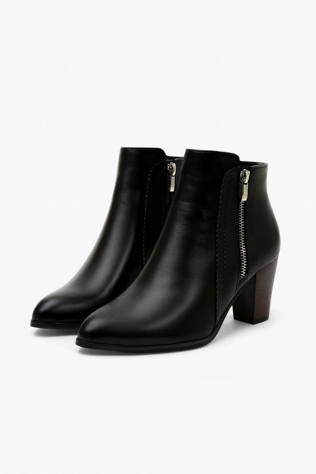 Women’s Ankle Boots - Chunky Mid-Heel with Side Zip