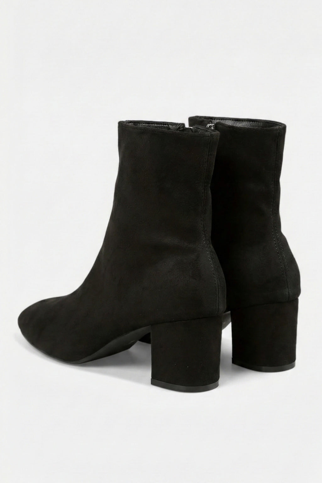 Women’s Block Heeled High Ankle Boots - Suede with Side Zipper