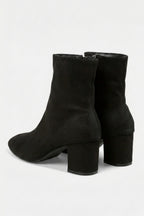 Women’s Block Heeled High Ankle Boots - Suede with Side Zipper