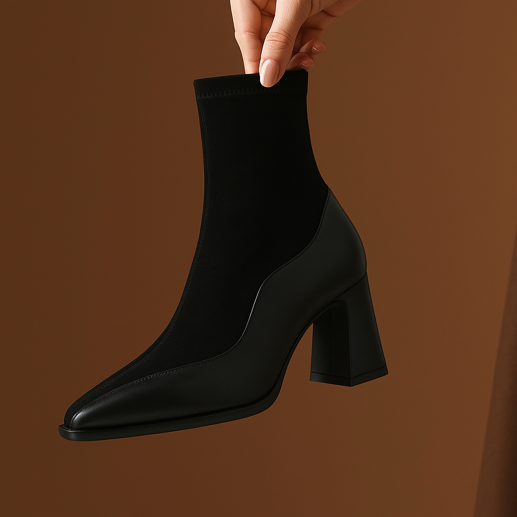 Women’s Vintage Leather Ankle Boots - Non Slip High Heel Dress Shoes