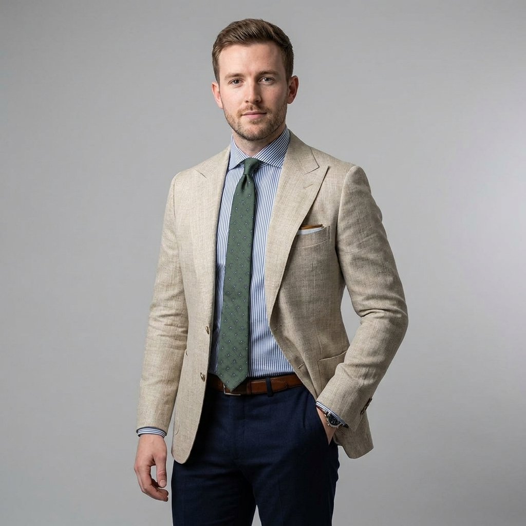 Men's Blazer Grey Textured Tailored Lightweight Jacket