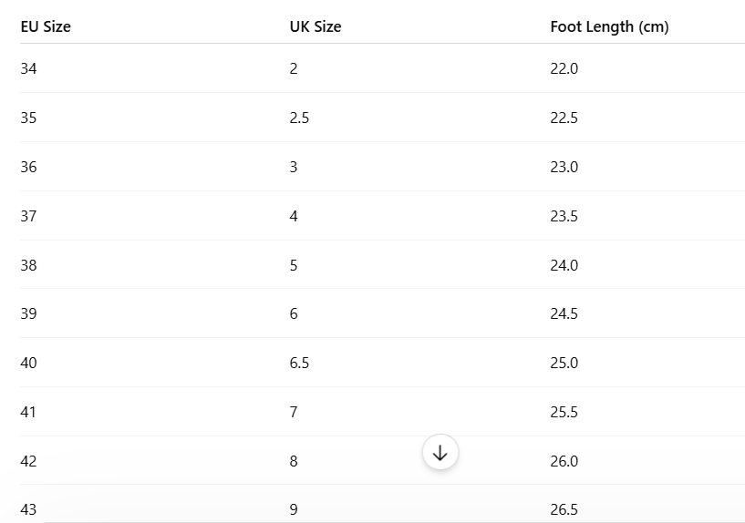 Sizing guide