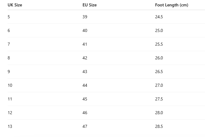 Sizing guide