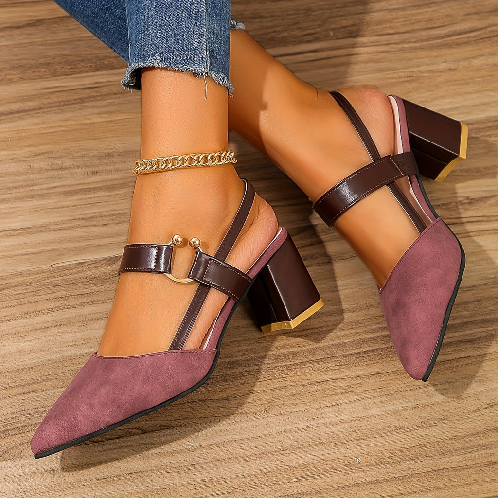 Women's Orthopedic Stylish Heels - Elegant Block Heels with Ankle Strap