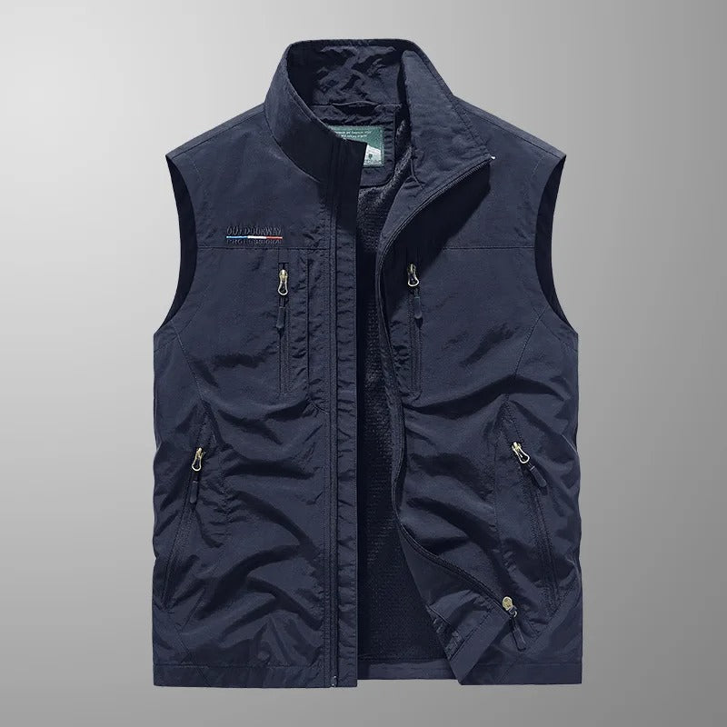 Men's Utility Cargo Vest, Multi-Pocket Sleeveless Outdoor Fishing Vest – Breathable Lightweight