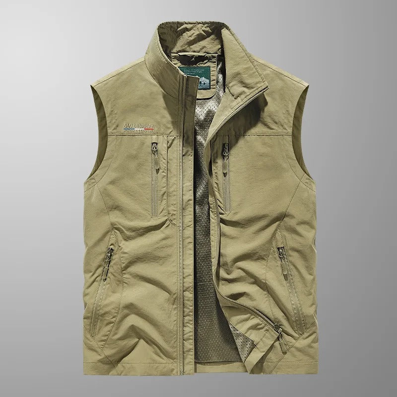 Men's Utility Cargo Vest, Multi-Pocket Sleeveless Outdoor Fishing Vest – Breathable Lightweight