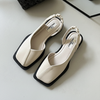 Women’s Square Toe Slingback Flats – Minimalist Elastic Strap Ballet Shoes
