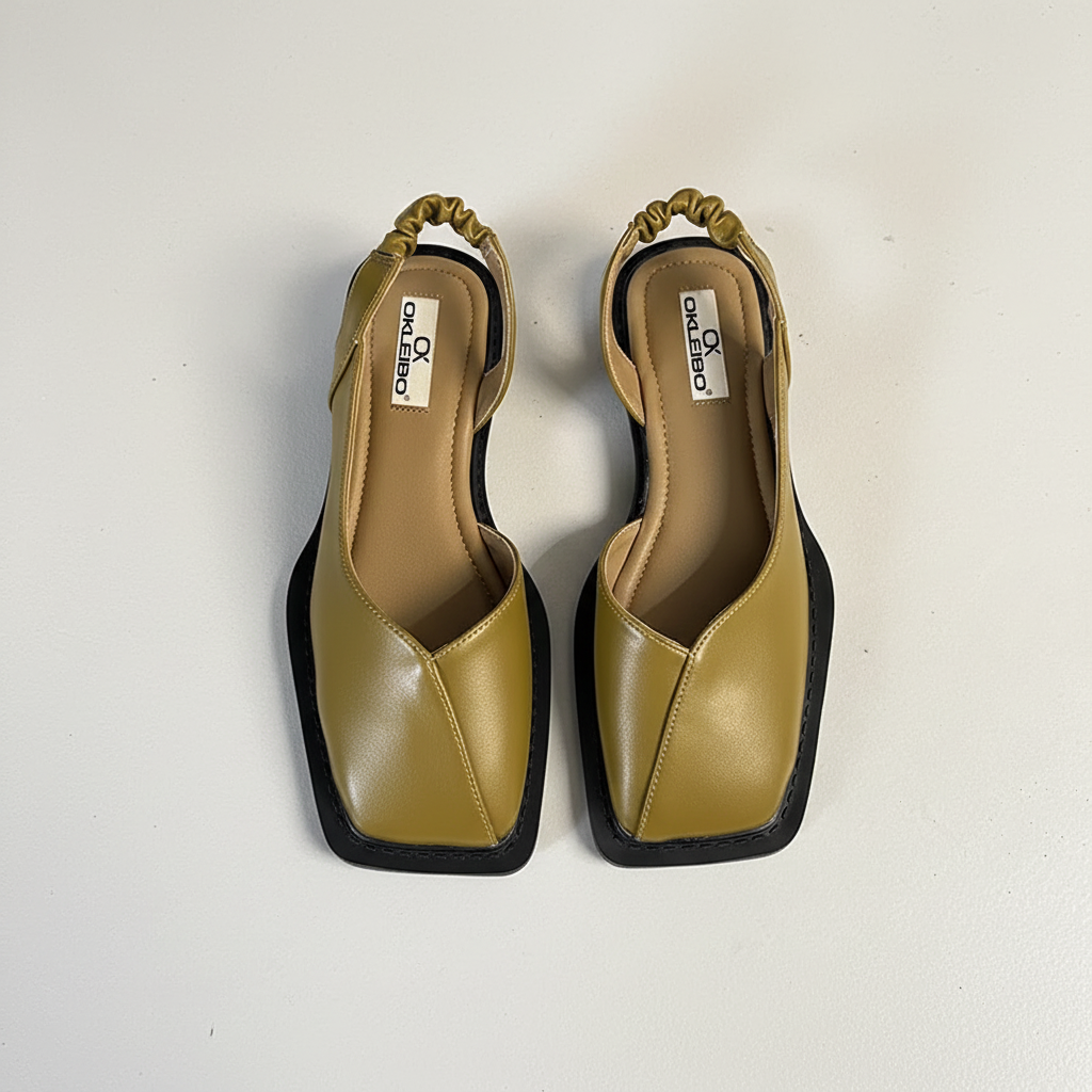 Women’s Square Toe Slingback Flats – Minimalist Elastic Strap Ballet Shoes