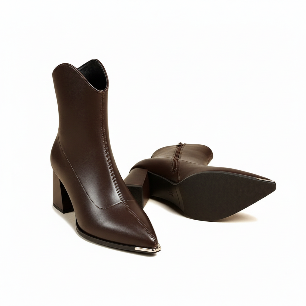 Womens Ankle Boots – leather with block heel Cara Ldn