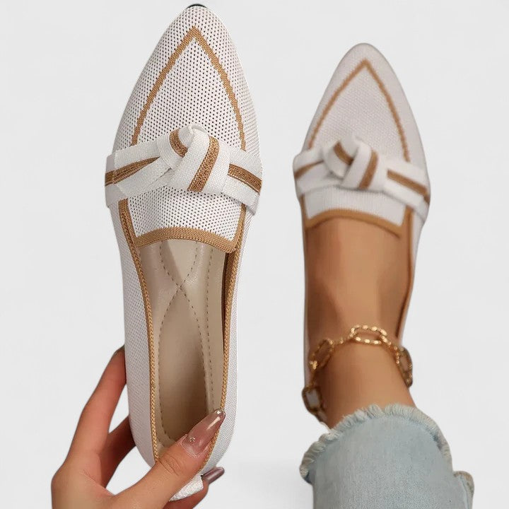 Women's Pointed Toe Orthopedic Loafers - Bow Tie Slip-On Everyday Wear Shoes