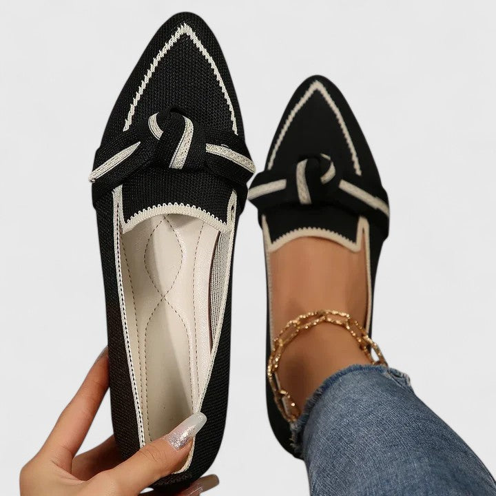 Women's Pointed Toe Orthopedic Loafers - Bow Tie Slip-On Everyday Wear Shoes