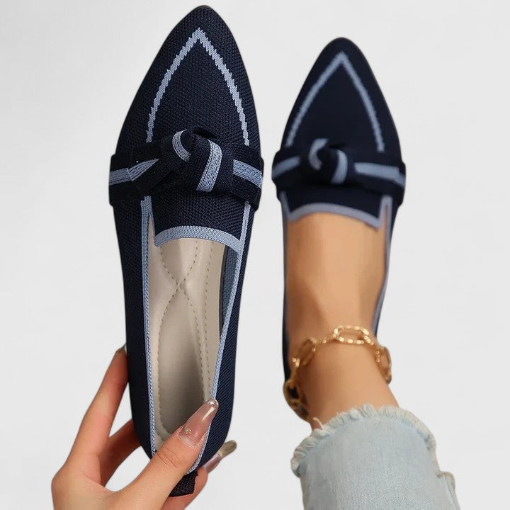Women's Pointed Toe Orthopedic Loafers - Bow Tie Slip-On Everyday Wear Shoes