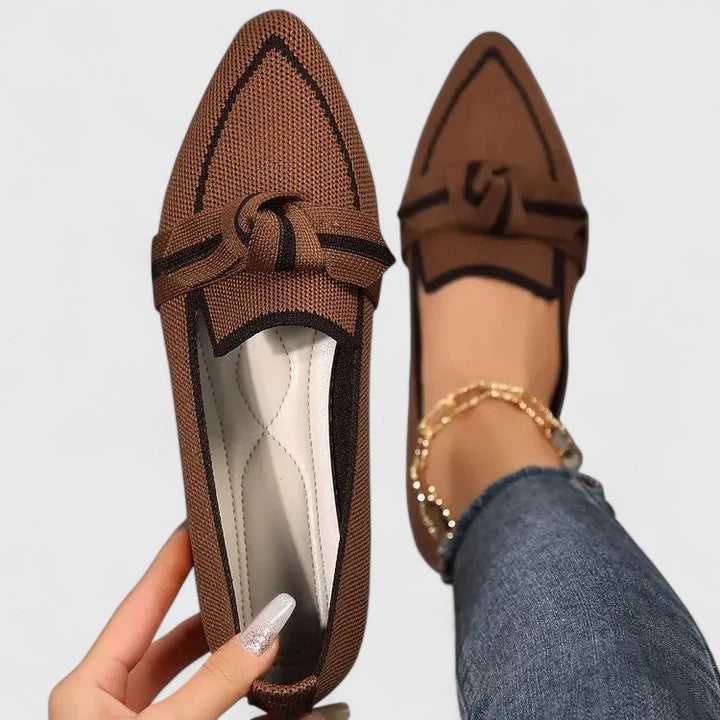 Women's Pointed Toe Orthopedic Loafers - Bow Tie Slip-On Everyday Wear Shoes
