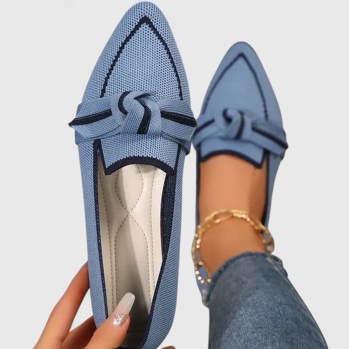 Women's Pointed Toe Orthopedic Loafers - Bow Tie Slip-On Everyday Wear Shoes