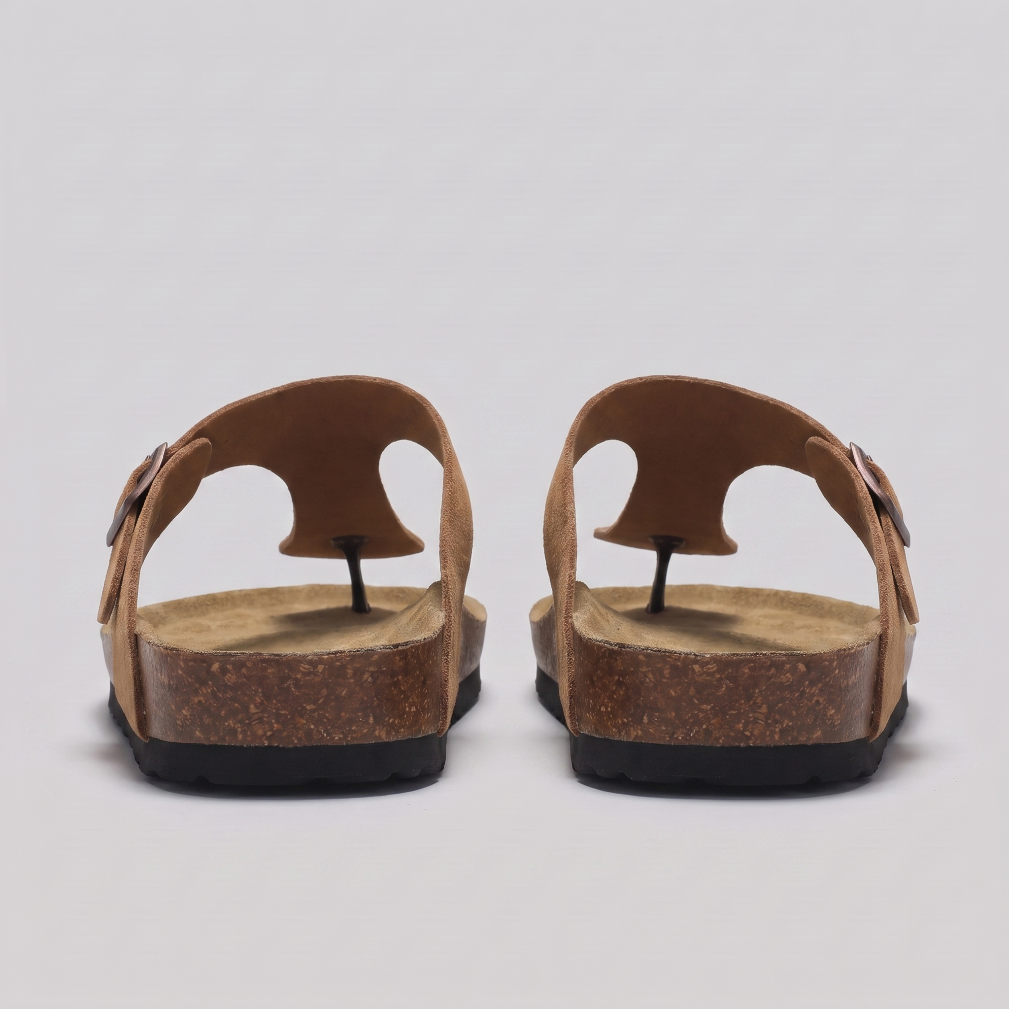 Men's Suede Sandals, Cork Footbed Toe-Post Sandals – Buckle Strap